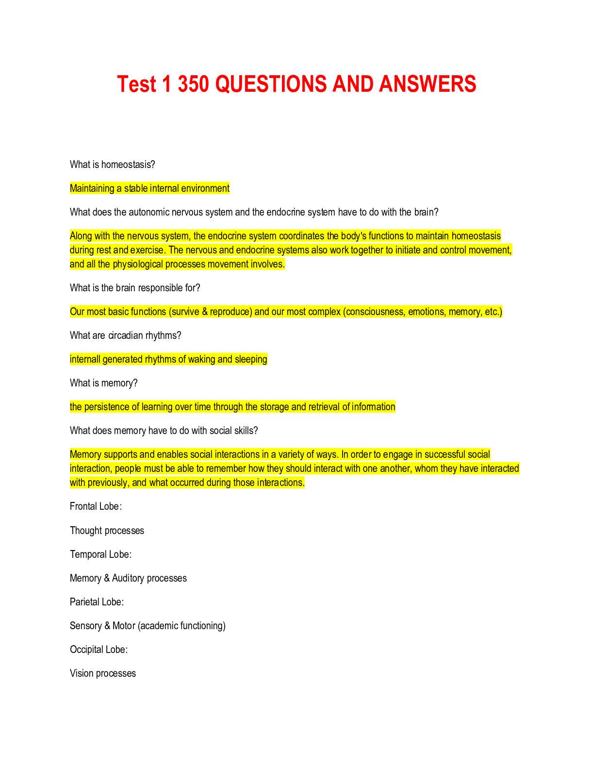 Preview image for Test 1 350 QUESTIONS AND ANSWERS